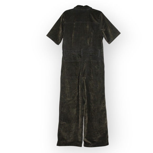 NEW 14 Universal Thread Jumpsuit Olive Zip Stretch Velvety Flocked Denim Stretch - Picture 3 of 16